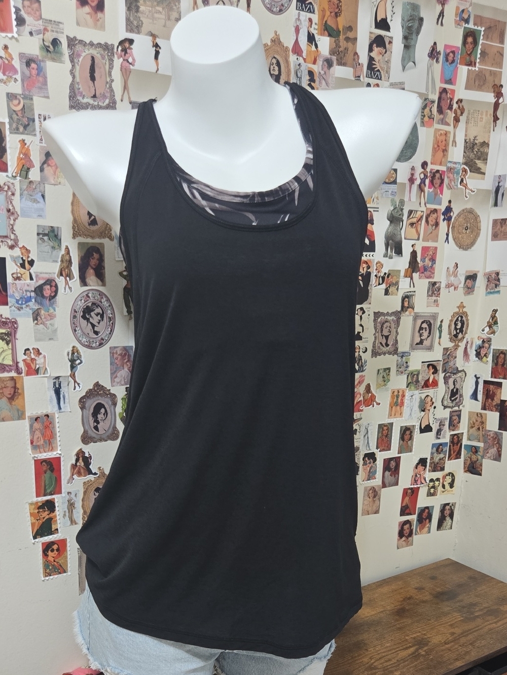 Champion Black Racerback Tank With Built In Sports Bra Size L